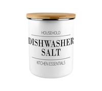 Purely Home Minimalist Dishwasher Salt Canister - Modern Black & White Home/kitchen Large Enamel Cleaning Storage Jar Gift