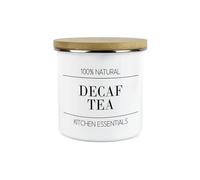 Purely Home Minimalist Kitchen Essentials Decaf Tea Storage Canister - Modern Black & White Decor - 1.2L Enamel Hot Drinks/Food Storage Container