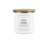Purely Home Minimalist Range Bath Bombs Storage Canister - White Metal Enamel Kitchen and Bathroom Storage Container
