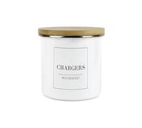 Purely Home Minimalist Range Charging Cables Storage Canister - White Metal Enamel Kitchen and Bathroom Storage Container