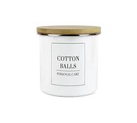 Purely Home Minimalist Range Cotton Balls Storage Canister - White Metal Enamel Kitchen And Bathroom Storage Container