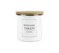 Purely Home Minimalist Range Dishwasher Tablets Storage Canister - White Metal Enamel Kitchen And Bathroom Storage Container