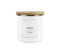 Purely Home Minimalist Range Pegs Storage Canister - White Metal Enamel Kitchen And Bathroom Storage Container