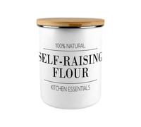 Purely Home Minimalist Self-Raising Flour Canister - Modern Black & White Home/kitchen Large Enamel Food Storage Jar Gift