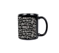 Purely Home Modern Black Mug - Contemporary Brush Strokes Ceramic Tea/Coffee Cup Gifts for Art Lovers