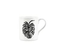 Purely Home Monstera Cheese Plant Painted Mug - Small Fine Bone China Artistic Black & White Coffee/Tea Present Gift - Designs by Rhiannon Chauncey