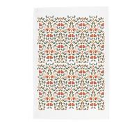 Purely Home Morris Tea Towel - Orange & Green Vintage Floral Print - Panama Cotton Kitchen Dish Towel/Drying Cloth - 67cm x 45cm