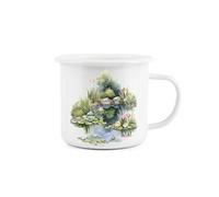 Purely Home Most Beautiful Garden Enamel Mug - Claude Monet Quote White Novelty Durable Hot Drinks Outdoor Cup For Travel Picnics Home Hiking