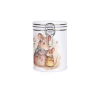 Purely Home Mouse & Mum Sugar Canister - White Metal Clip Lid Kitchen Food Storage Jar/Container 700ml (13cm x 9.5cm)