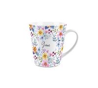 Purely Home Multi Flowers Gran Small Latte Mug - Ceramic White Tea/coffee Present Gift