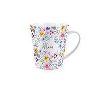 Purely Home Multi Flowers Mum Small Latte Mug - Ceramic White Tea/coffee Present Gift