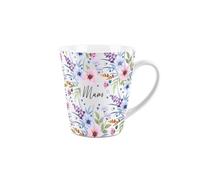 Purely Home Mum Gift Mug - Blue And Purple Floral Design Small Latte Mug - Ceramic White Tea/coffee Present Gift