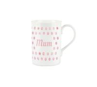 Purely Home Mum Mug - Polka Dots Pink Bone China Tea/coffee Gift For Mums