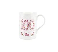 Purely Home Mum Pink Floral Ages Mug - 100th Birthday Gifts for Her - Bone China Coffee/Tea Mug