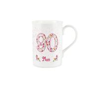 Purely Home Mum Pink Floral Ages Mug - 90Th Birthday Gifts For Her - Bone China Coffee/tea Mug