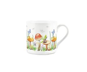 Purely Home Mushrooms and Wildlife Mug - Fine Bone China White Garden Coffee/Tea Present Gift