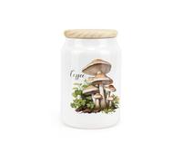 Purely Home Mushrooms Ceramic Coffee Canister - Nature Outdoors Foraging Themed Gift - Kitchen Food Storage Jar/container & Wooden Lid 600Ml