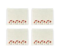 Purely Home Mushrooms Fabric Placemats Set - Rectangle Red Fairytale Mushroom Field - Set Of Four (4) Table Placemats