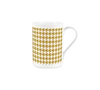 Purely Home Mustard Yellow Houndstooth Print Bone China Mug - 300ml Patterned Tea/Coffee Cup Gift