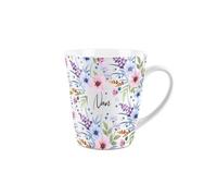 Purely Home Nan Gift Mug - Blue And Purple Floral Design Small Latte Mug - Ceramic White Tea/coffee Present Gift