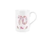 Purely Home Nan Pink Floral Ages Mug - 70th Birthday Gifts for Her - Nanny Bone China Coffee/Tea Mug