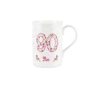 Purely Home Nan Pink Floral Ages Mug - 90th Birthday Gifts for Her - Nanny Bone China Coffee/Tea Mug
