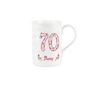 Purely Home Nanny 70th Birthday Mug - Pink Floral Bone China Tea/Coffee Cup Gifts
