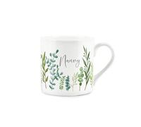 Purely Home Nanny Ferns & Greenery - Bone China White Garden Coffee/tea Present Gift For Nanny/gran