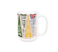 Purely Home National Three Peaks Flags Ceramic Mug - Mountain Hiking 500ml Large Drinks Cup Gift