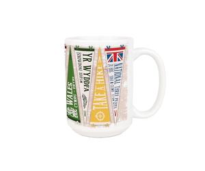 Purely Home National Three Peaks Flags Ceramic Mug - Mountain Hiking 500ml Large Drinks Cup Gift