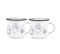 Purely Home Nautical Mugs Set - Sailor Boats & Lighthouses Sea Themed Enamel-Look Mug Gift/Present - Tea Coffee Hot Drinks Ceramic Cups Set of 2 for Sailing Lovers