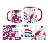 Purely Home Netherlands Mug - European Flag Travel Amsterdam Holiday Tea/Coffee Gift Ceramic White Red Cup