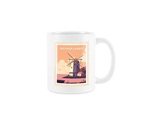Purely Home Netherlands Mug - Travel Stamps Destination Holiday Amsterdam Mug Coffee/Tea Gift
