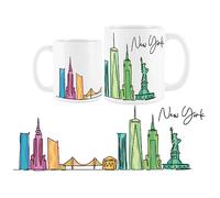 Purely Home New York Mug - Colourful United States Skyline Souvenir Memento White Tea Coffee Gift Present Mug