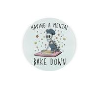 Purely Home Novelty Baking Skeleton Textured Glass Round Trivet - Small Kitchen Chopping Board