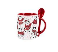 Purely Home Novelty Cat Mug And Spoon Set - Ceramic Cup Christmas Gifts For Cat Lovers