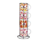 Purely Home Novelty Food Themed Stacking Mugs Set Gift - Geometric Swear Words Funny Set Of 4 Ceramic Mugs Set With Metal Stand