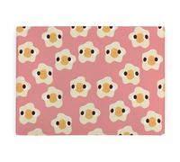 Purely Home Novelty Kitchen Chopping Board - Pink Happy Fried Eggs Large Glass Worktop Saver
