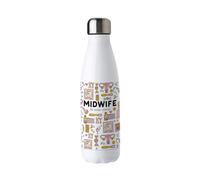 Purely Home Novelty Midwife Water Bottle - Stainless Steel Double Walled 500ml Metal Hot/Cold Drinks Bottle Outdoor Gifts