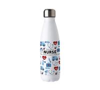 Purely Home Novelty Nurse Water Bottle - Stainless Steel Double Walled 500Ml Metal Hot/cold Drinks Bottle Outdoor Gifts