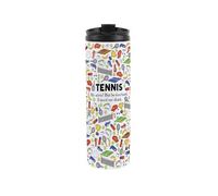Purely Home Novelty Tennis Travel Flask - Sport Print Reusable 500Ml Stainless Steel Flask Mug Gift