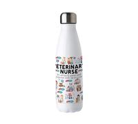Purely Home Novelty Veterinary Nurse Water Bottle - Stainless Steel Double Walled 500ml Metal Hot/Cold Drinks Bottle Outdoor Gifts