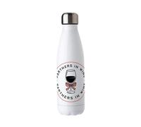 Purely Home Novelty Wine Water Bottle Gift - Double Walled 500Ml Hot/cold Drinks Bottle Partners In Wine Valentine's Presents For Her