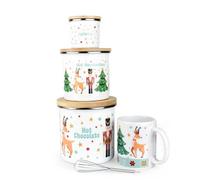 Purely Home Nutcracker Hot Chocolate Gift Set - Christmas Gift - Canisters 5Pc Present