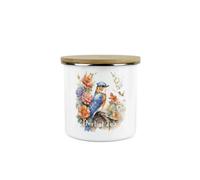 Purely Home Nuthatch Bird Herbal Tea Storage Canister - Floral Gift For Bird Lovers - Metal/enamel Medium Kitchen Hot Drinks Storage Container
