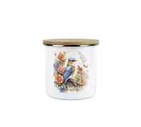 Purely Home Nuthatch Bird Hot Chocolate Storage Canister - Floral Gift For Bird Lovers - Metal/enamel Medium Kitchen Storage Container