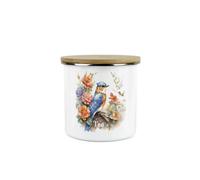 Purely Home Nuthatch Bird Tea Storage Canister - Floral Gift For Bird Lovers - Metal/enamel Medium Kitchen Hot Drinks Storage Container