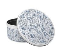 Purely Home Oak Leaves & Berries Cake Tin - Blue Kitchenware Gifts - Large Round Metal Kitchen Storage Container 23 x 10cm