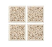 Purely Home Oak Leaves & Berries Fabric Coaster Set - Golden Brown Table Gift, Set Of 4