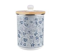 Purely Home Oak Leaves & Berries Food Waste Caddy - Blue Enamel 2L Kitchen Compost Bin